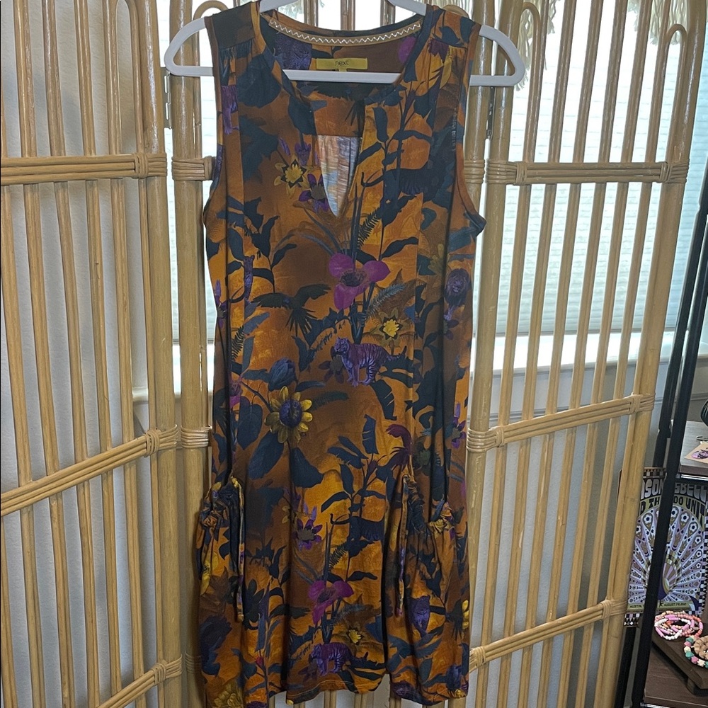 Floral Tiger Sleeveless Dress - Multicolor